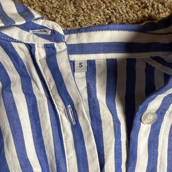 Striped Blue and White Shirt Dress - Picture 2 of 3